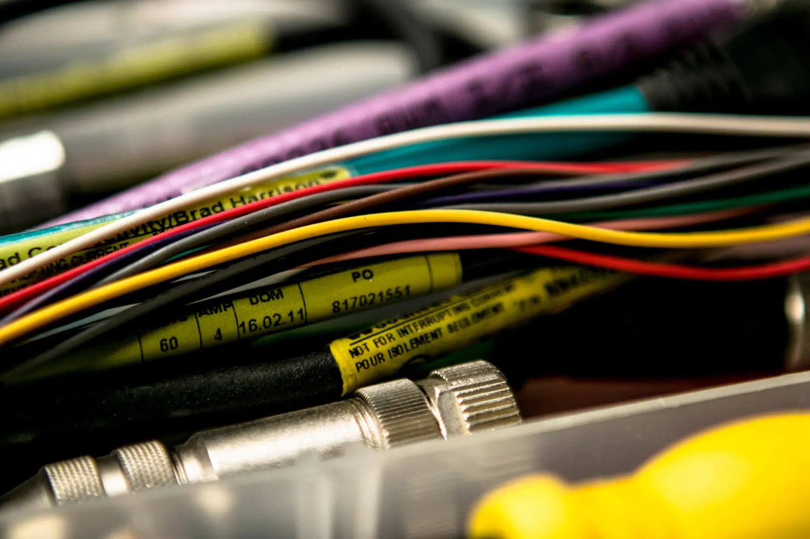 Close up of a bunch of cables