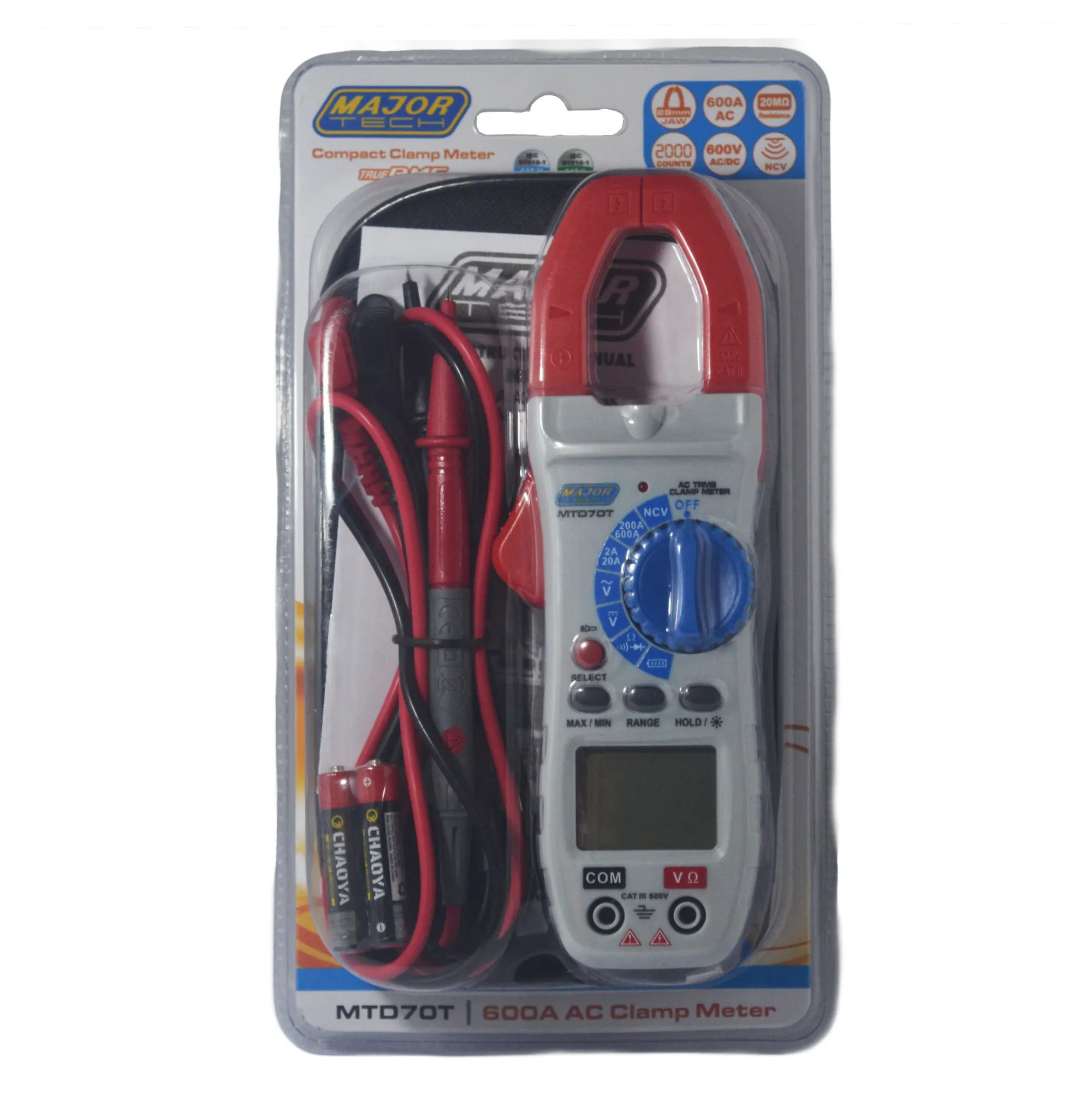 Major Tech MTD70T True RMS 600A AC Digital Clamp Meter