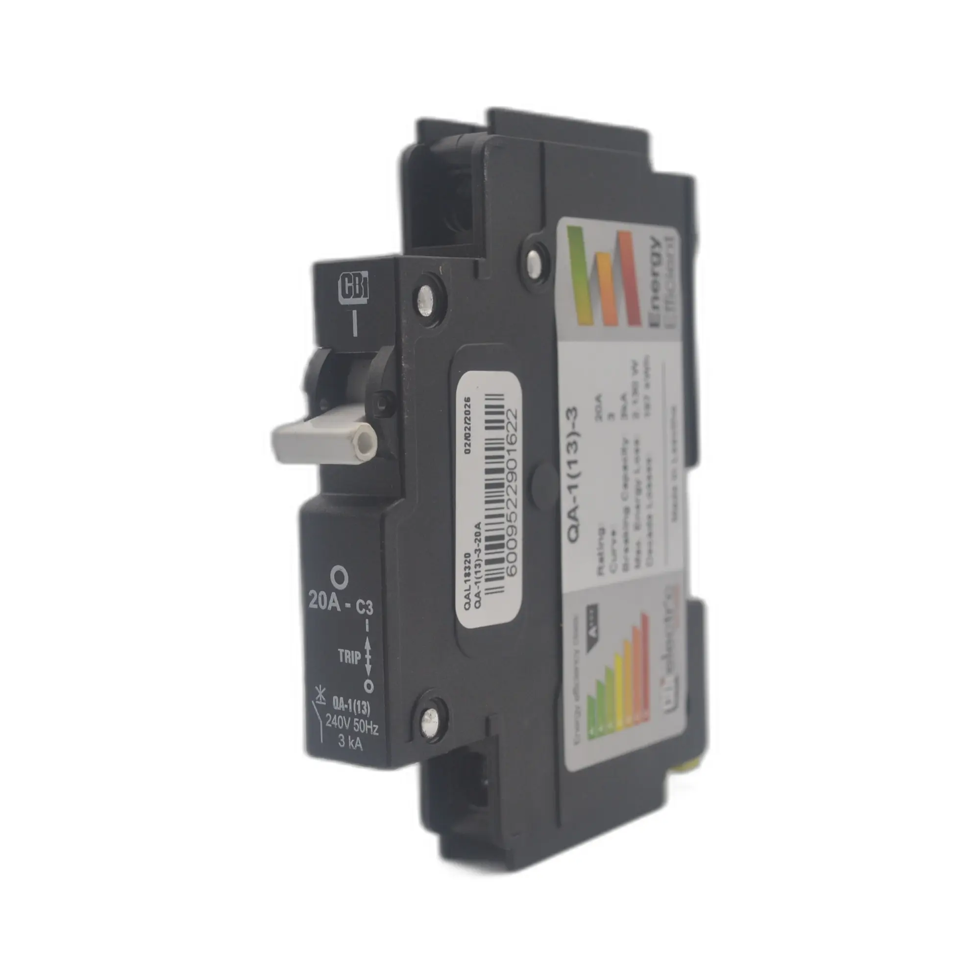 CBI CQA2120 QA(13) 20A 1-Pole 3 kA Mini Rail Hydraulic-Magnetic Circuit Breaker