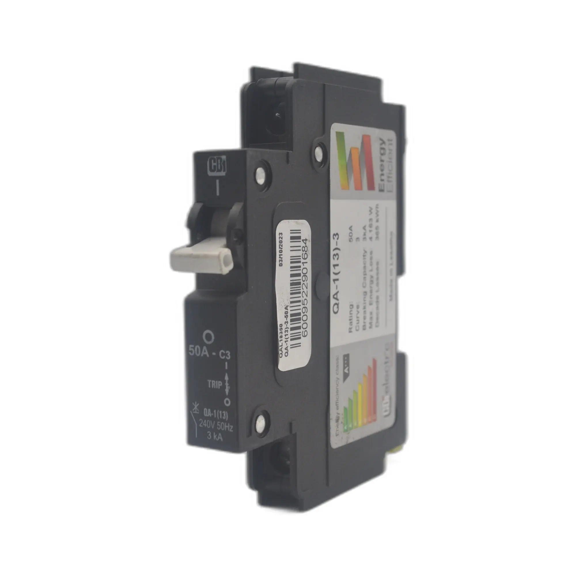 CBI CQA2150 QA(13) 50A 1‑Pole 3 kA Mini Rail Hydraulic‑Magnetic Circuit Breaker