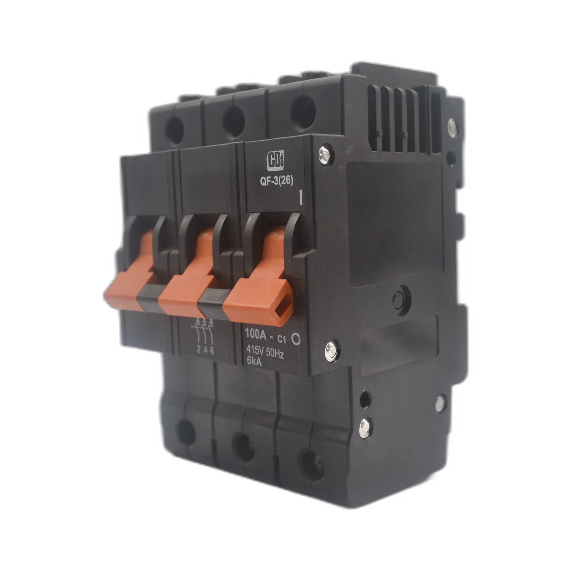 CBI CQF63100O QF-3(26) 100A 3‑Pole 6 kA Hydraulic‑Magnetic Circuit Breaker (Orange Handle)