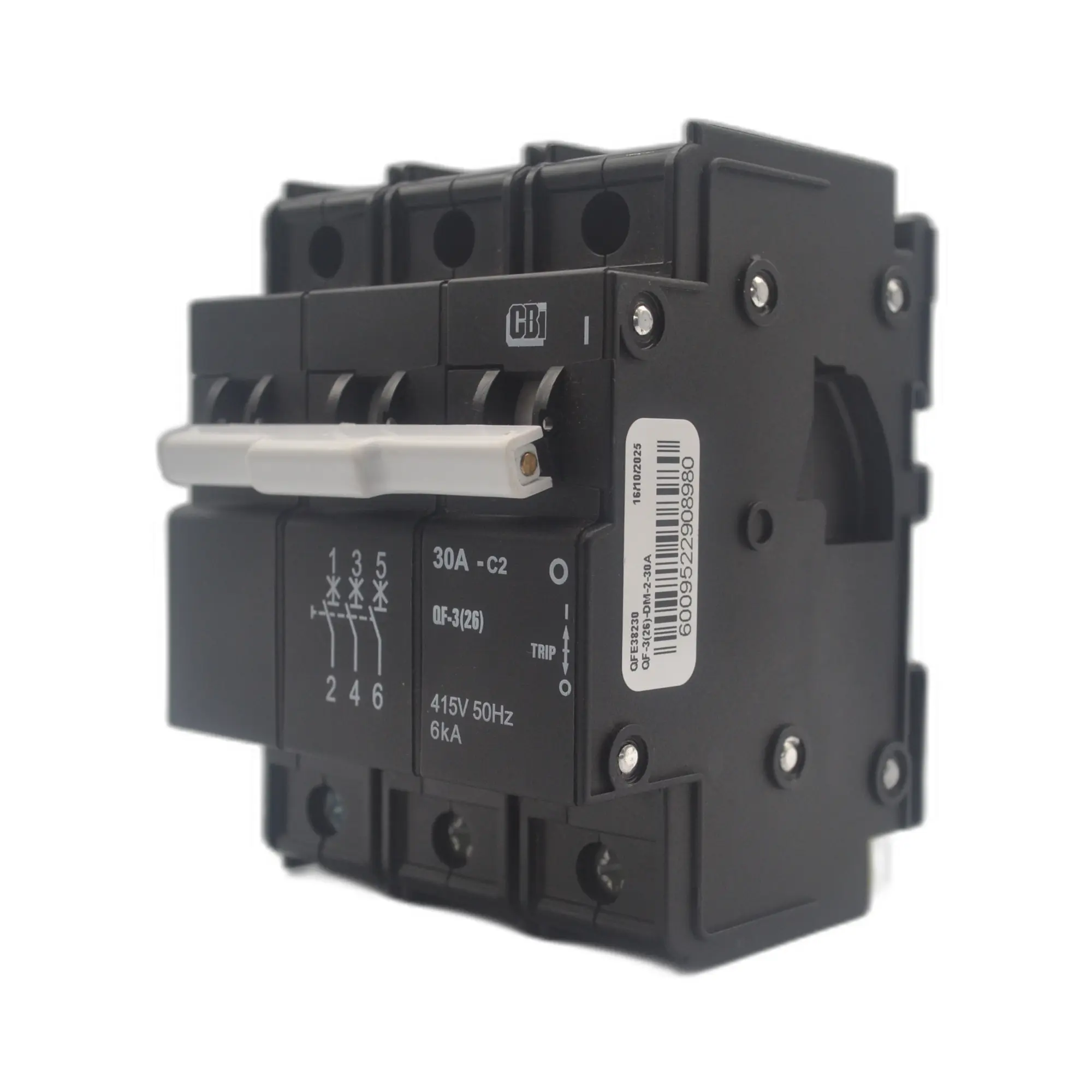 CBI CQF6330 QF-3(26) 30A 3-Pole 6 kA Circuit Breaker (Dual Mount)