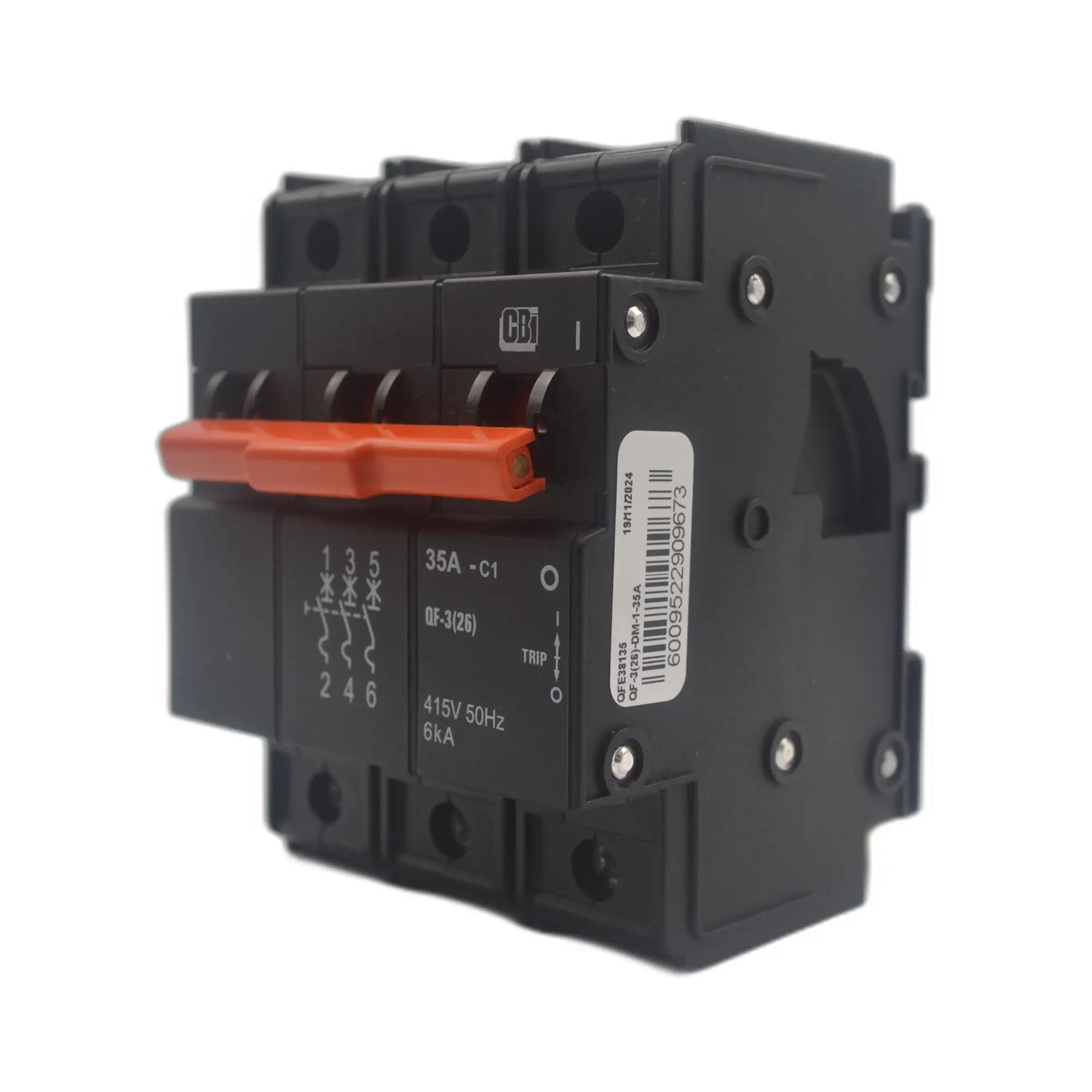CBI CQF6335O QF-3(26) 35A 3-Pole 6kA Circuit Breaker (Orange Handle)